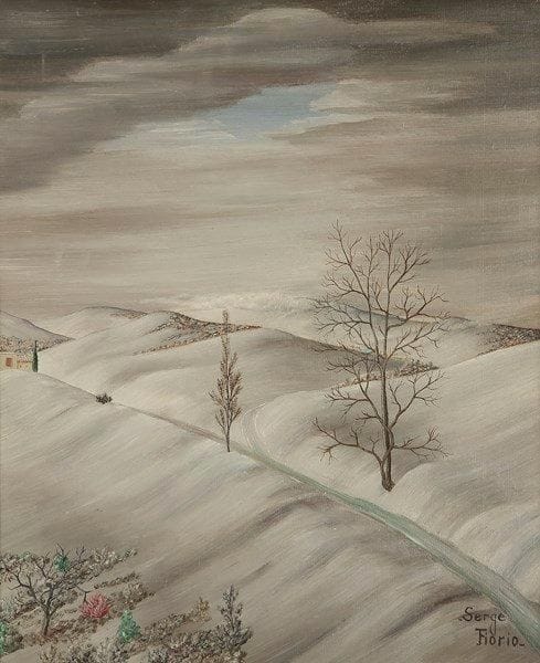 Serge FIORIO (1911-2011)
Paysage de neige Huile sur toile. Signée en bas à droite. 46 x 38 cm