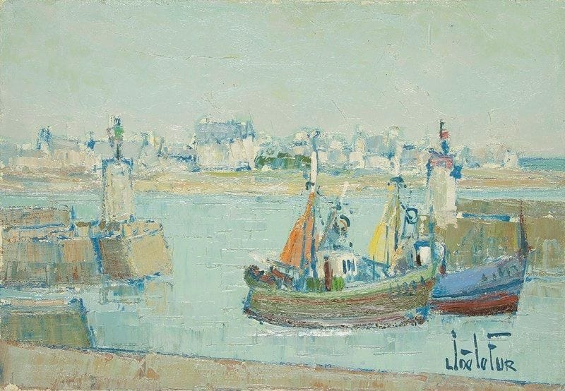 Joë LE FUR (né en 1920)
Bateau au port Huile sur toile. Signée en bas à droite. 24 x 35 cm