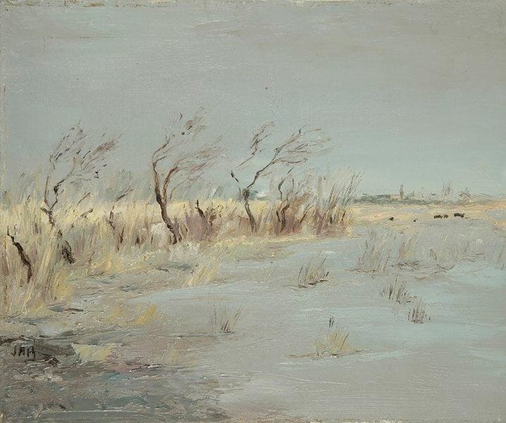 JAB (XXe siècle)
Camargue, 1969 Huile sur toile. Signée en bas à gauche. Signée, datée et titrée au dos. 38 x 46 cm Exposition: Galerie Artimont, Paris.