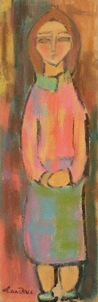 Sigmund LANDAU (1898-1962)
Femme debout Encre et pastel. Signée en bas à droite. 58 x 19 cm