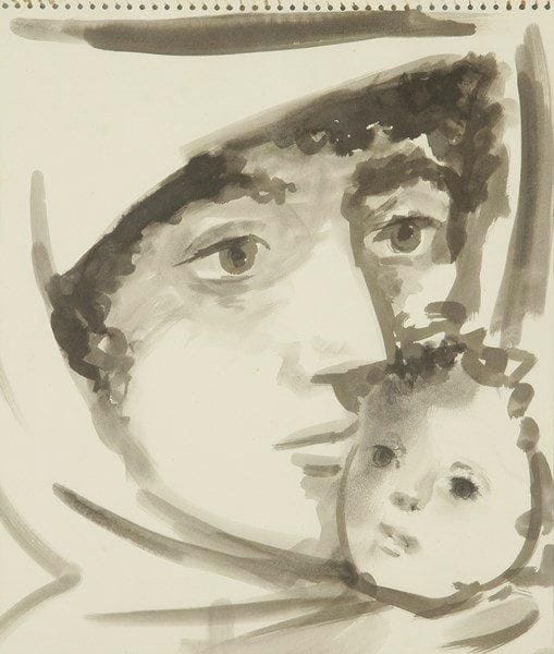 Baltasar LOBO CASUERO (1910-1993)
Femme et enfant Dessin au lavis d'encre. 38 x 30 cm