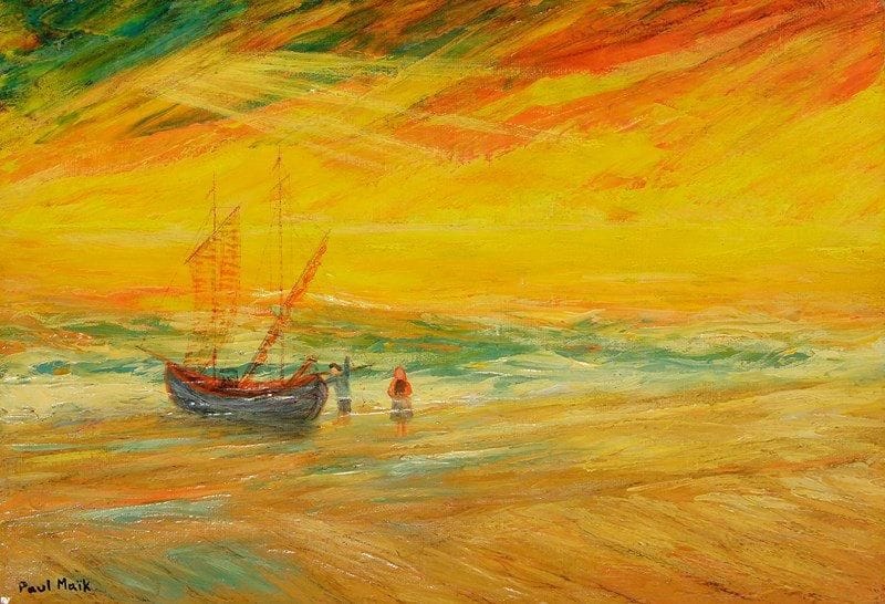 Paul MAIK (1894-1985)
Retours embrasement Huile sur toile. Signée en bas à gauche. Signée et titrée au dos. 24 x 35 cm
