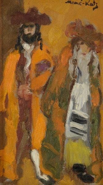 MANE-KATZ (1884-1962)
Les Rabbins Huile sur toile. Signée en haut à droite. 27 x 16.5 cm