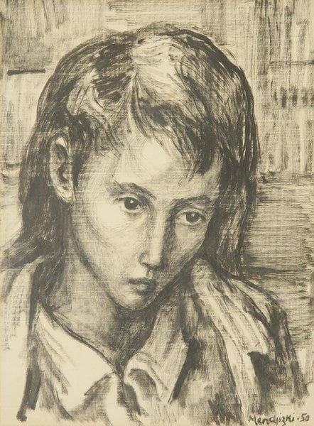 Maurice MENDJISKY (1889-1951)
Portrait de femme, 1950 Dessin à l'encre. Signé et daté en bas à droite. 24 x 18,5 cm