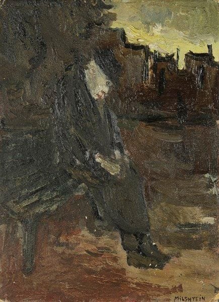 ZWY MILHSTEIN (NE EN 1934)
Vieillard endormi Huile sur carton toilé. Signée en bas à droite. (Accidents). 22 x 16 cm