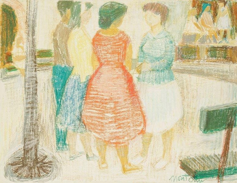 Roger MONTANÉ (1916-2002)
Femmes au parc Pastel. Signé en bas à droite. 48 x 64 cm
