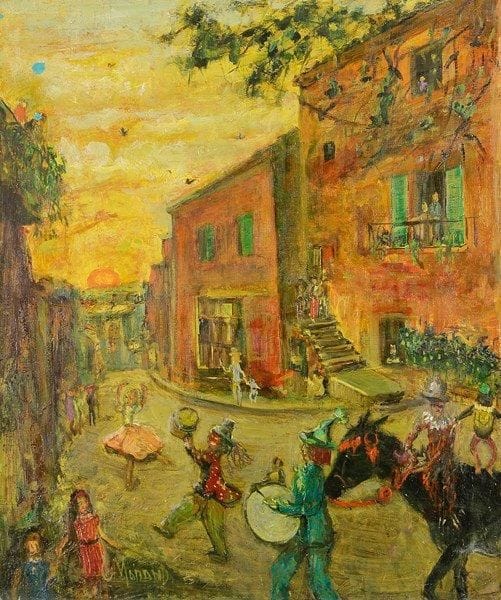 Guillemette MORAND (1913-?)
La Parade Huile sur toile. Signée en bas à gauche. 54 x 46 cm