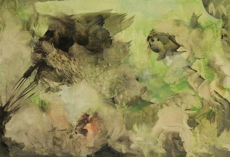 MARIE-LAURE DE NOAILLES (1902-1970)
Les Dernières cartouches, 1969 Huile sur toile. Signée, datée et titrée au dos. 38 x 55 cm