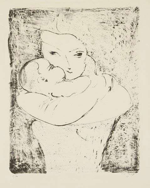 Chana ORLOFF (1888-1968)
Femme et enfant, 1958 Lithographie. Signée, datée et numérotée sur 20. 66 x 50 cm