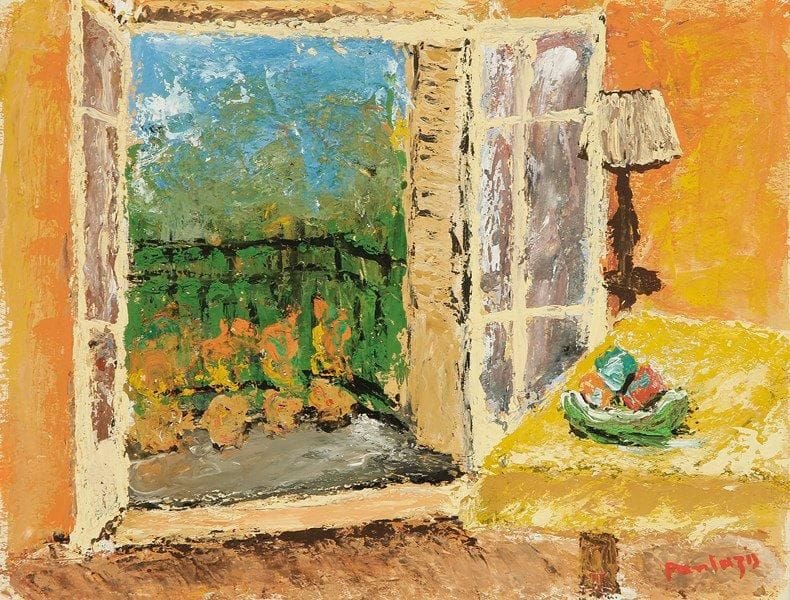 Camille Joseph PANTAZIS (1878-1951)
Intérieur à la fenêtre Gouache. Signée en bas à droite. 37 x 43 cm