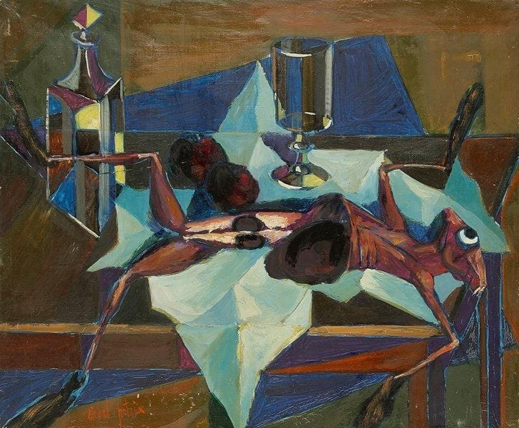 Michel PATRIX (1917-1973)
Le Lapin Huile sur toile. Signée en bas à gauche. 50 x 61 cm Provenance: Vente au profit de la Commission Centrale de l'Enfance, Galerie de la Boetie, 1952, n°184.