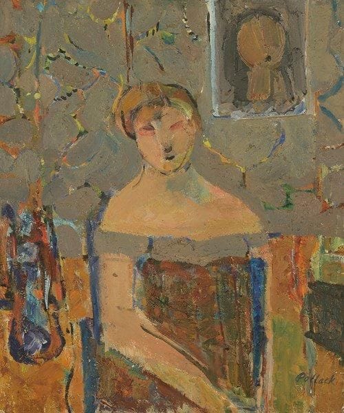 Ziva POLLACK (XXe siècle)
Femme assise Huile sur toile. Signée en bas à droite. 55 x 45 cm