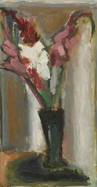 Raya SAFIR (1912-?)
Bouquet de fleurs, 1960-61 Huile sur toile. Signée en bas à gauche. Signée et datée au dos. 77 x 40 cm