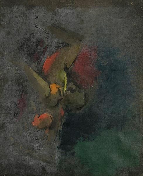 Attribué à Nancy SPERO
Femme alanguie Huile sur toile. Non signée. 33 x 41 cm