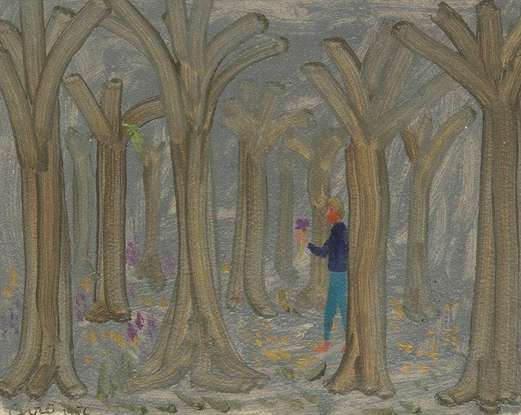 ATILA BIRO (1931-1987)
Jeune homme à la fleur, 1950 Gouache. Signée et datée en bas à gauche. 15 x 19 cm