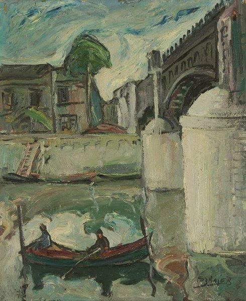 Armand SZRAJER (?-1943)
La Barque Huile sur carton toilé. Signée en bas à droite. 46 x 38 cm