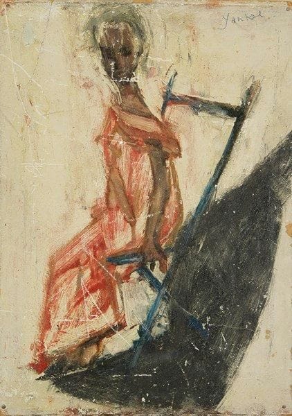 Jacques YANKEL (né en 1920)
Femme assise Huile sur isorel. Signée en haut à droite. (Rayures). 29 x 20,5 cm