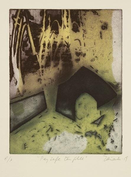 Enrique ZANARTU (1921-2 000)
Composition Eau-forte et foulage. Signée, titrée et annotée E/A. 31 x 24 cm