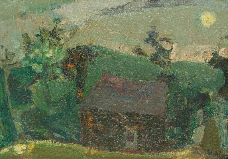 Yvette ALDE (1911-1967)
Les Rosaires, 1952 Huile sur toile. Signée en bas à droite. Signée, datée et titrée au dos. 16 x 22 cm
