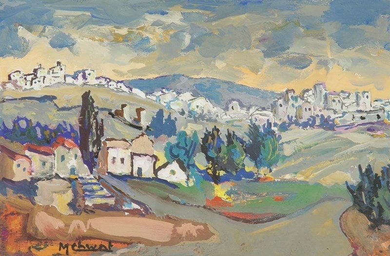 Molli CHWAT (1888-1979)
Village en Israël Gouache. Signée en bas à gauche. 15 x 22 cm