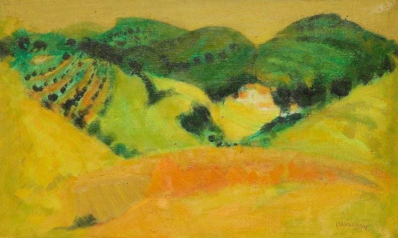 Roger CLAMAGIRAND (1920-1979)
Paysage vallonné Huile sur toile. Signée en bas à droite. 33 x 55 cm