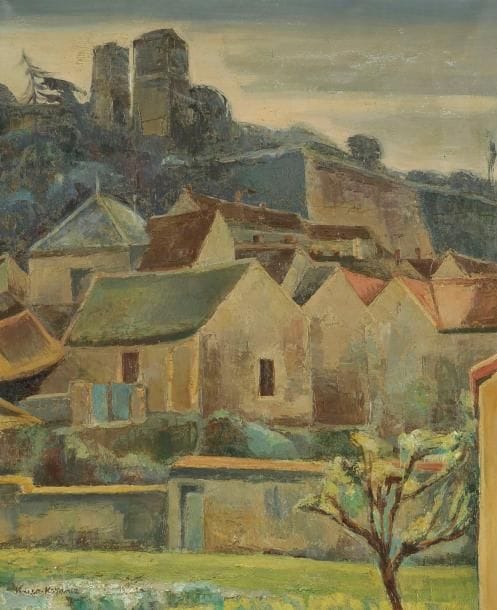 Keizo KOYAMA [japonais] (1898-1987)
Le village. Huile sur toile. Signée et datée (19.?) en bas à gauche. 55 x 46 cm. Peintre japonais, Koyama se rend à Paris et devient élève de Charles Guérin. Il expose régulièrement au Salon d?Automne