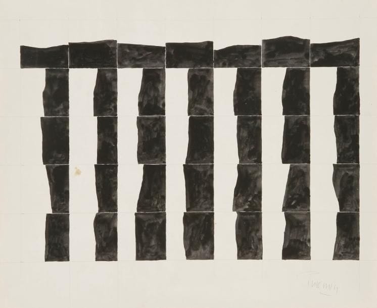 Jean-Pierre PINCEMIN (né en 1944)
Carré-collé. Dessin à l?encre. Signé en bas à droite. (Taches). 46 x 55 cm. Provenance: Galerie Stevenson & Palluel