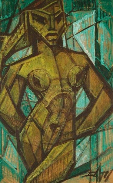Ecole Moderne
Femme nue Huile sur panneau. Porte une signature en bas à droite. Dédicacée au dos. 116 x 73 cm