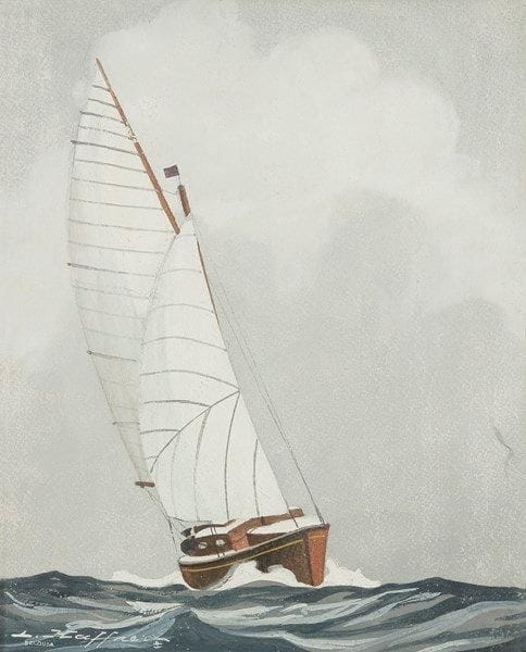 Léon HAFFNER (1881-1972)
Voilier Beluga en mer Gouache. Signée en bas à gauche. 31 x 25 cm
