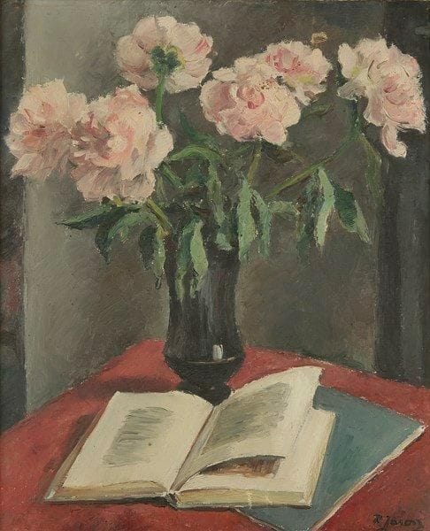 Roman JAROSZ (1889-1932)
Nature morte au livre Huile sur toile. Signée en bas à droite. (Accident). 65 x 54 cm