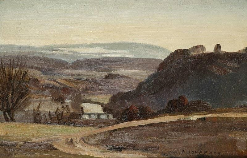 Pierre JOUFFROY (1912-2000)
Paysage Huile sur carton. Signée en bas à droite. 26 x 41 cm