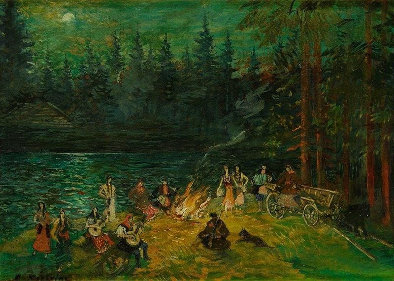 Constantin KOROVINE (1897-1950)
La Fête Gouache vernie sur carton. Signée en bas à gauche. 24 x 32 cm