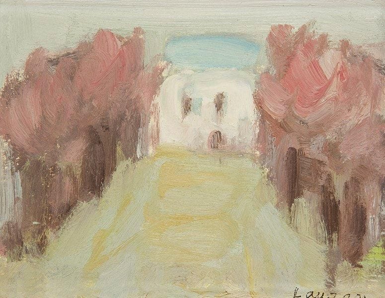 André LAURAN (1922-2009)
Maison au fond du jardin Huile sur panneau. Signée en bas à droite. 12 x 15 cm
