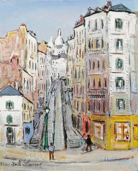 Bruno Emile LAURENT (né en 1928)
Montmartre, les escaliers rue Drevet Huile sur toile. Signée en bas à gauche. 46 x 38 cm