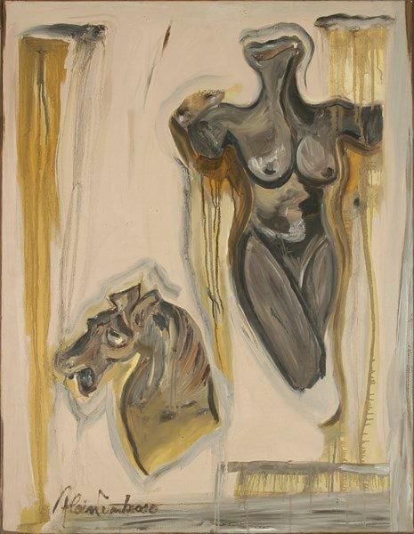 Alain LUMBROSO (né en 1955)
Buste de femme et tête de cheval Huile sur toile. Signée en bas à gauche. 116 x 89 cm