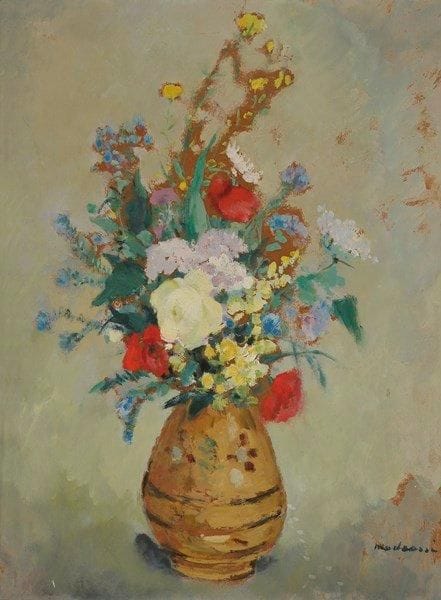 Lucien MADRASSI (1881-1956)
Vase de fleurs Huile sur carton. Signée en bas à droite. 61 x 46 cm