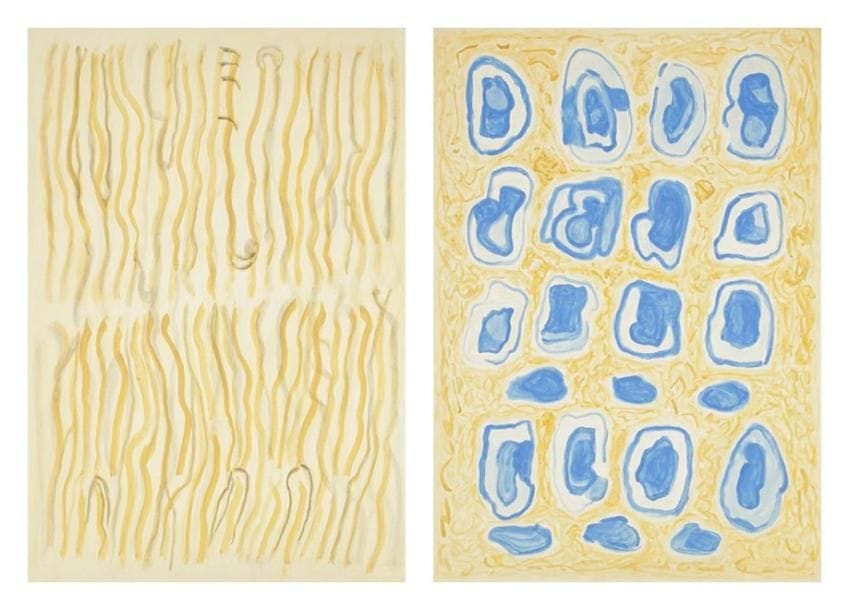 Charles PIQUOIS (1914-?)
L'Origine du monde - Sans titre, vers 1998 Deux gouaches. Non signées. 107 x 75 cm