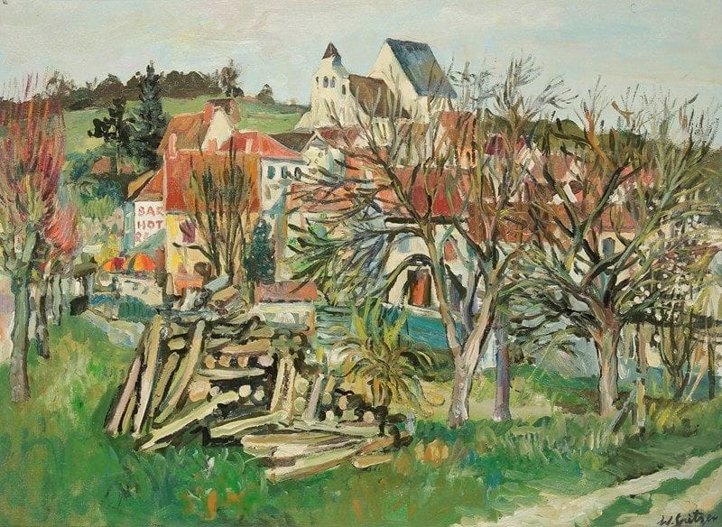 Walter SPITZER (né en 1927)
Paysage à Verdelot, 1977 Huile sur toile. Signée en bas à droite. Signée, datée et titrée au dos. 54 x 73 cm