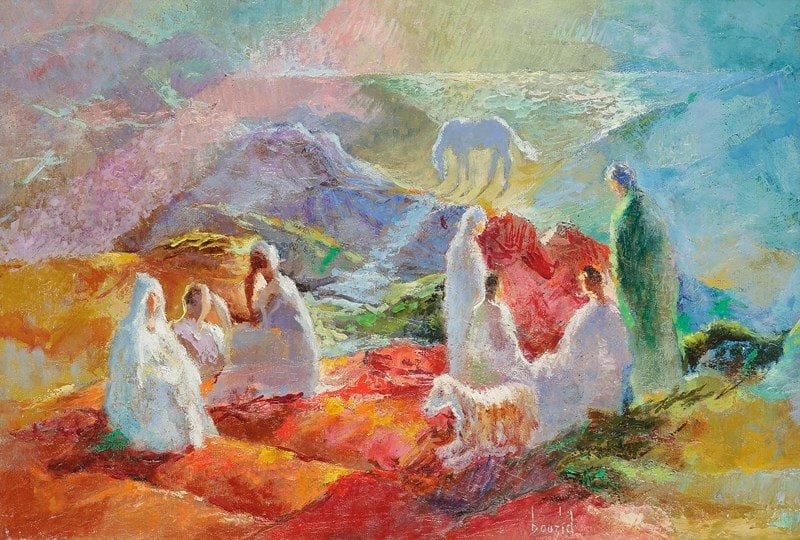 Mohamed BOUZID (Né en 1929)
Lumière d'un instant Huile sur toile. Signée en bas vers la droite. Signée et titrée au dos. 38 x 55 cm