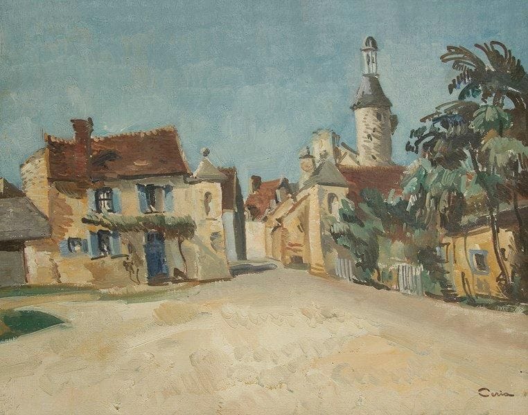 Edmond CERIA (1884-1955)
Le Village Huile sur toile. Signée en bas à droite. 33 x 41 cm