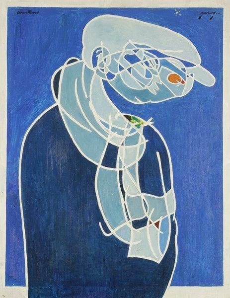 Pierre COURTENS (1921-2004)
Jeune ouvrier Huile sur toile. Signée en haut à gauche et à droite du pseudonyme Suros. Titrée au dos sur une étiquette. (Petits enfoncements). 81 x 65 cm