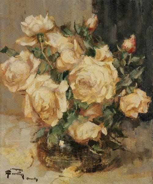 Herman COURTENS (1884-1956)
Bouquet de roses Huile sur toile. Signée en bas à gauche. 46 x 38 cm