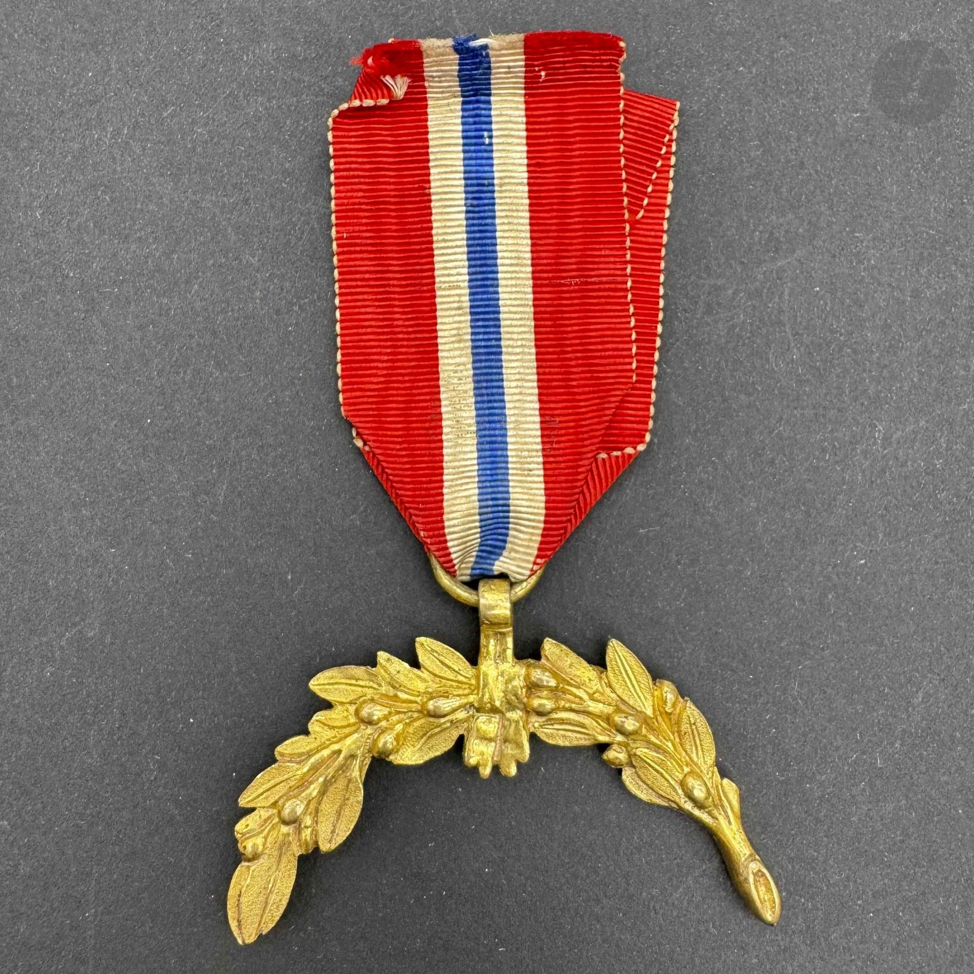 FRANCE
Chased gilt bronze magistrate's badge with laurel branch. Posterior ribbon. 
38 x 47 mm
A.B.E. Revolutionary period.