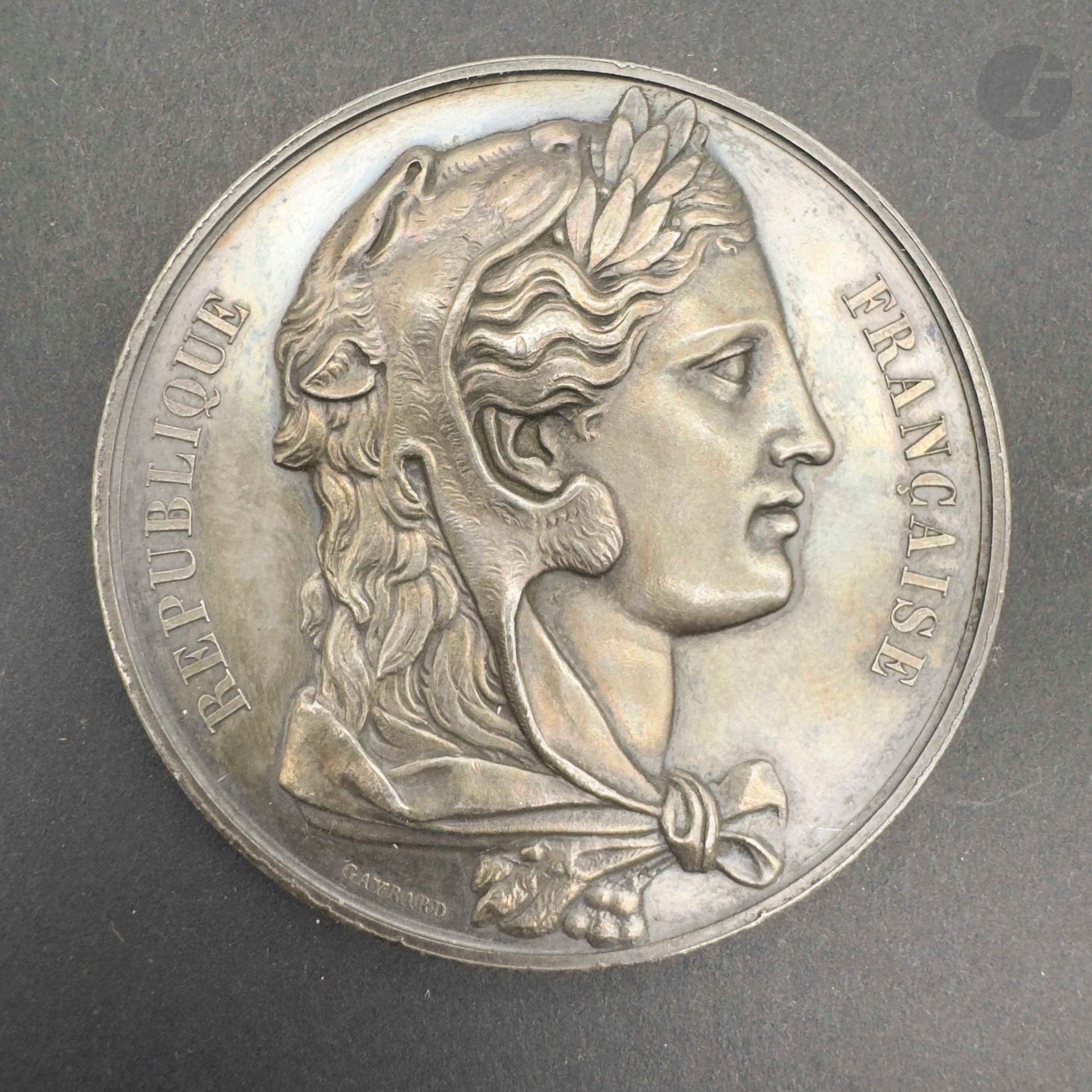 FRANCE 
Médaille du député à la chambre des députés au nom de Ernest dejardin verkinder (Département du Nord) pour l’année 1885. 
En argent. Revers attribué. 
Poinçon de la Monnaie de Paris sur la tranche. 
50 mm - Poids net: 68 g
T.T.B. 

Ernest DEJARDIN VERKINDER (1840-1920), député de 1885-1893.
