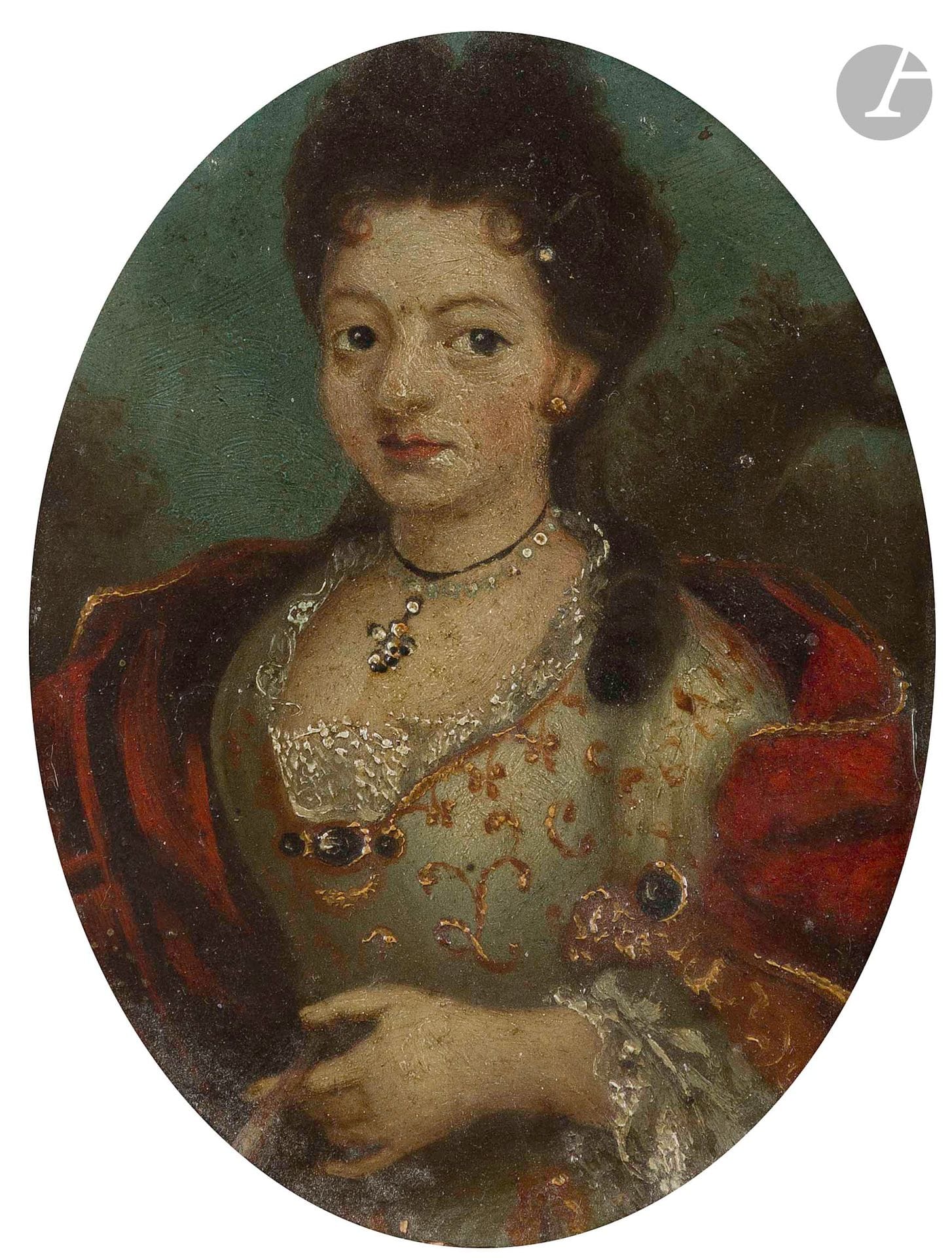 École FRANCAISE du XVIIIe siècle
Portrait présumé de Melle Binard
Cuivre
11 x 9 cm
Restaurations anciennes
Porte des inscriptions à la plume au revers "Mle Binard / Femme Béné / décédé à Dreux / grande tante de ? Molin "