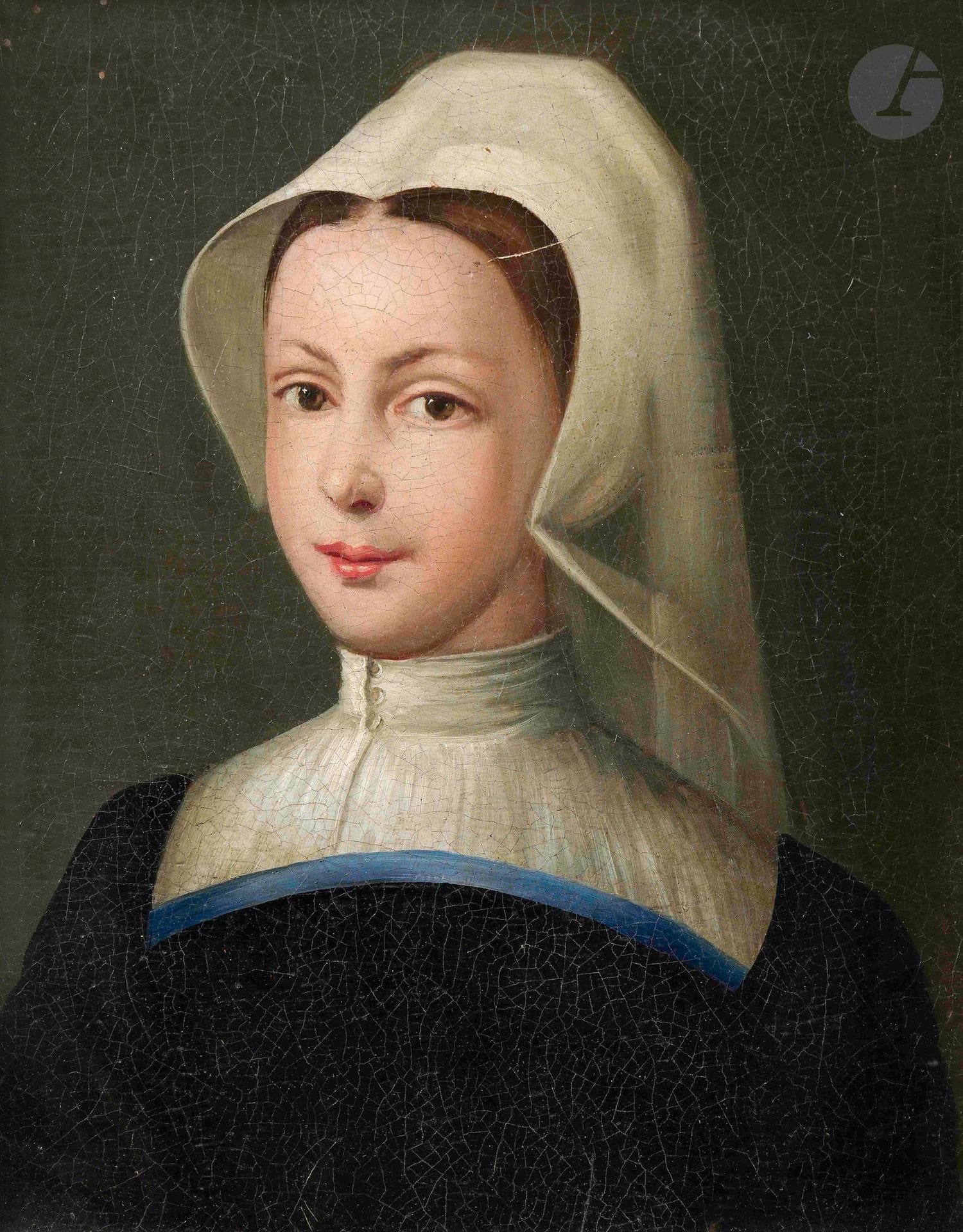 Dans le gout de Clouet
Portrait de femme
Panneau
27 x 21,5 cm
Manques et soulèvements
