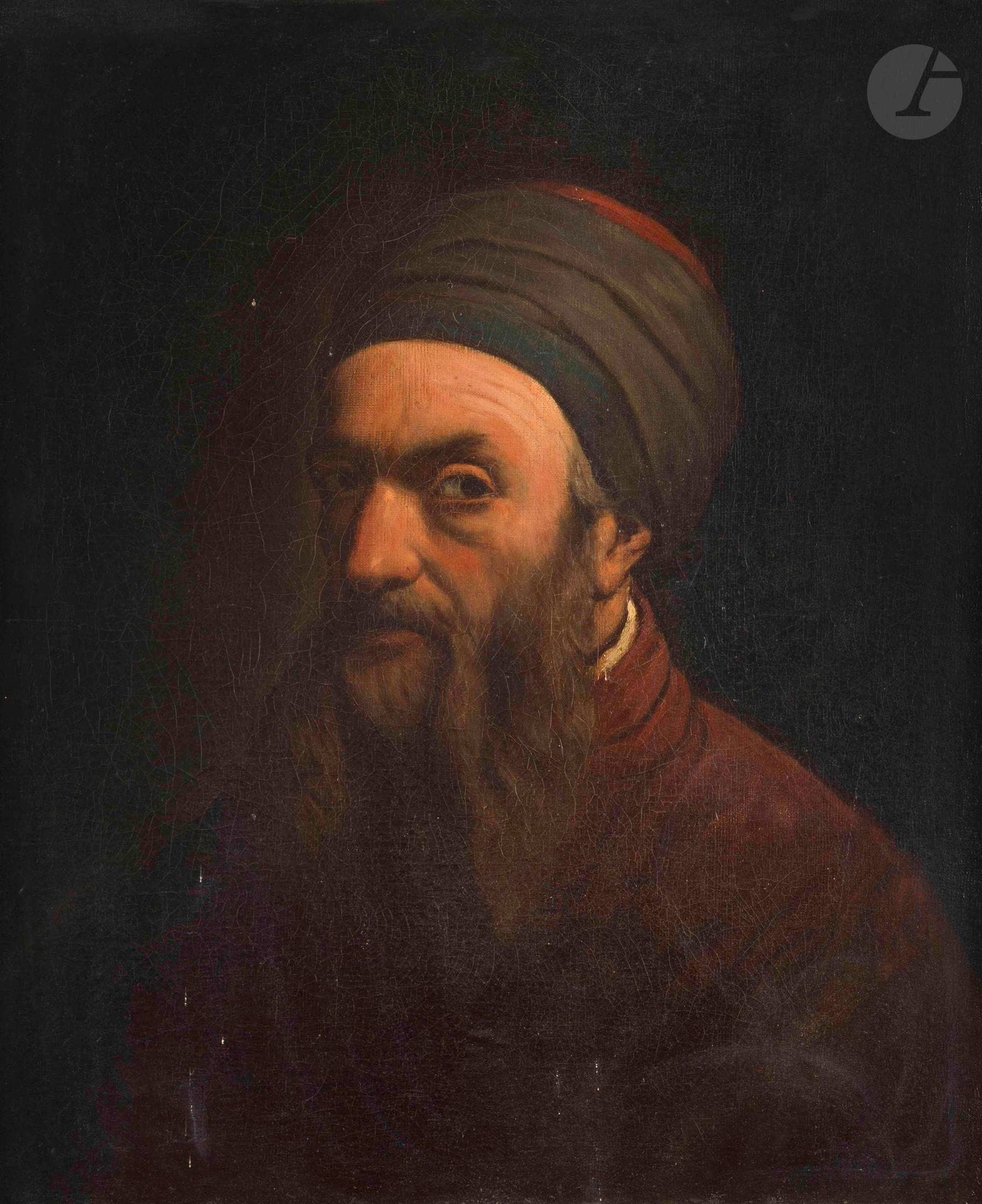 École FRANCAISE du XIXe siècle
Portrait d'homme au turban
Toile
64 x 53,5 cm
Restaurations anciennes