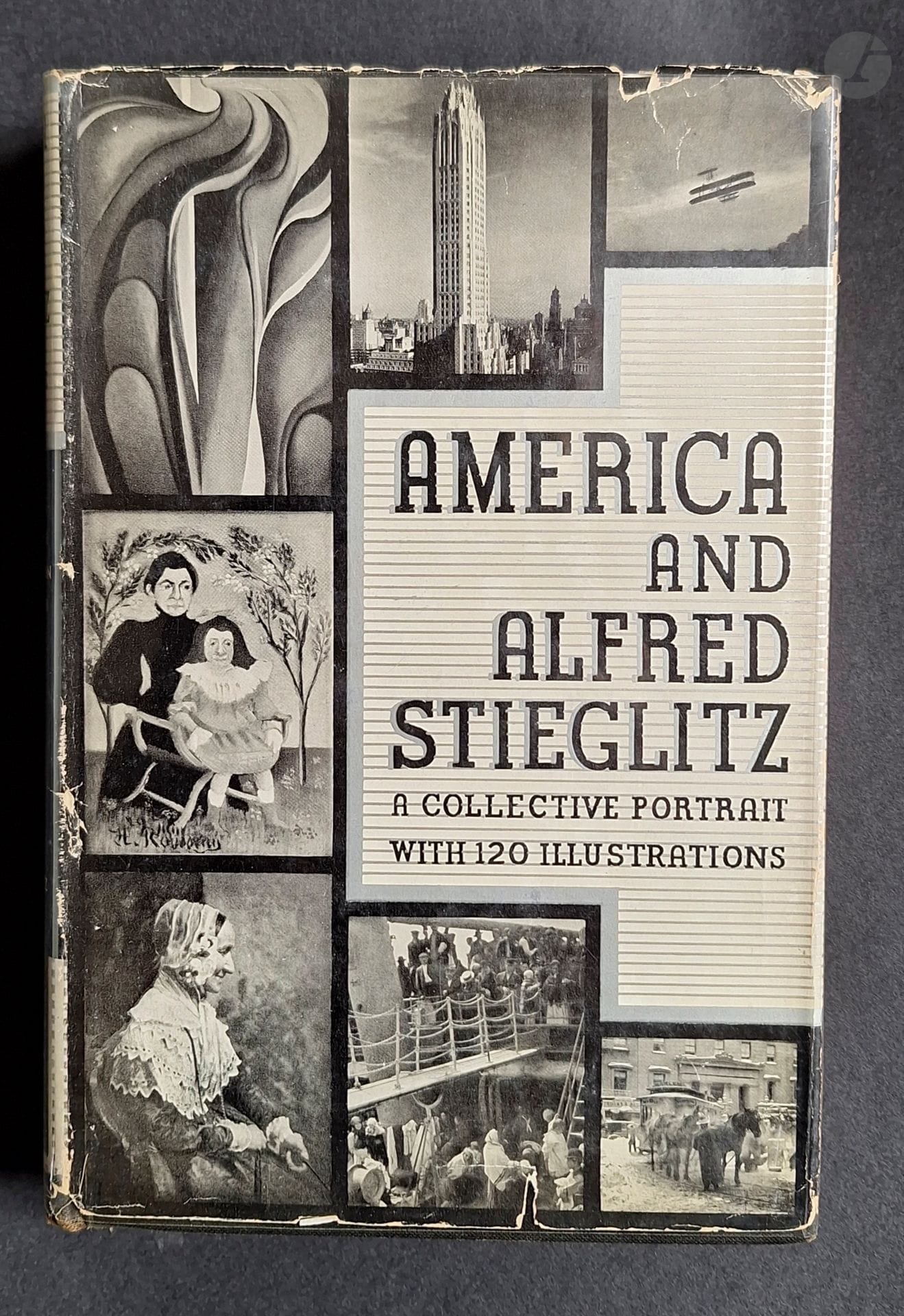 LOT
8 volumes.
*STIEGLITZ, ALFRED (1864–1946)
America and Alfred Stieglitz.
A collective portrait, with 120 illustrations.
Doubleday, Doran and Company, 1934.
In-8 (24 x 16 cm). First edition. 340 pages. 32 photographic plates inserted as inserts. Publisher’s hardcover with illustrated dust jacket (slight wear).
*BOURKE-WHITE, MARGARET (1904–1971)
CALDWELL, ERSKINE (1903–1987)
You Have Seen Their Faces.
The Viking Press, New York, 1937.
In-4 (30 x 22 cm). First edition. 190 pages. Text by Erskine Caldwell; photographs by Margaret Bourke-White. Publisher’s cloth binding, title in red. Slight water stain on the binding that does not affect the interior of the book. A name on the half-title page.
*NEWHALL, BEAUMONT (1908–1993)
Photography 1839–1937.
The Museum of Modern Art, New York, 1937.
In-4 (25 x 19 cm). First edition. Introduction by Beaumont Newhall. 132 pages, followed by 95 illustrations. Black cardboard binding with title on the spine (dust jacket missing).
*NEWHALL, BEAUMONT (1908–1993)
Seeing Straight.
The f.64 Revolution in Photography.
The Oakland Museum, 1992.
In-4 (30.5 x 24.5 cm). First edition, paperback. 158 pages. Texts by Beaumont Newhall, Mary Street Alinder, Therese Thau Heyman, and Naomi Rosenblum. Photographs by members of the f.64 group. Illustrated softcover. Excellent condition.
*MISRACH, RICHARD (1949)
Golden Gate.
Arena Editions, 2001.
Quarto (28.5 x 34 cm). First edition. 160 pages. Hardcover with dust jacket. Very fine condition.
*FRIEDLANDER, LEE (1934)
At Work.
D.A.P., 2002.
In-4 (30.5 x 29.5 cm). First edition. 198 pages. Gray cloth binding with embossed title, with illustrated dust jacket. Very fine condition.
*MEYEROWITZ, JOEL (1938)
Aftermath. Photographs.
Philip Morris, 2002.
In-4 (21 x 28 cm). First edition. Paperback with 20 color photographs. Illustrated softcover, stapled.
*ALPERN, GREGORY (1977)
ZZYZK
Mack, 2016.
In-4 (29 x 24.5 cm). First edition, second printing. Color reproductions of photographs. Hardcover with black or white dot pattern. In excellent condition.