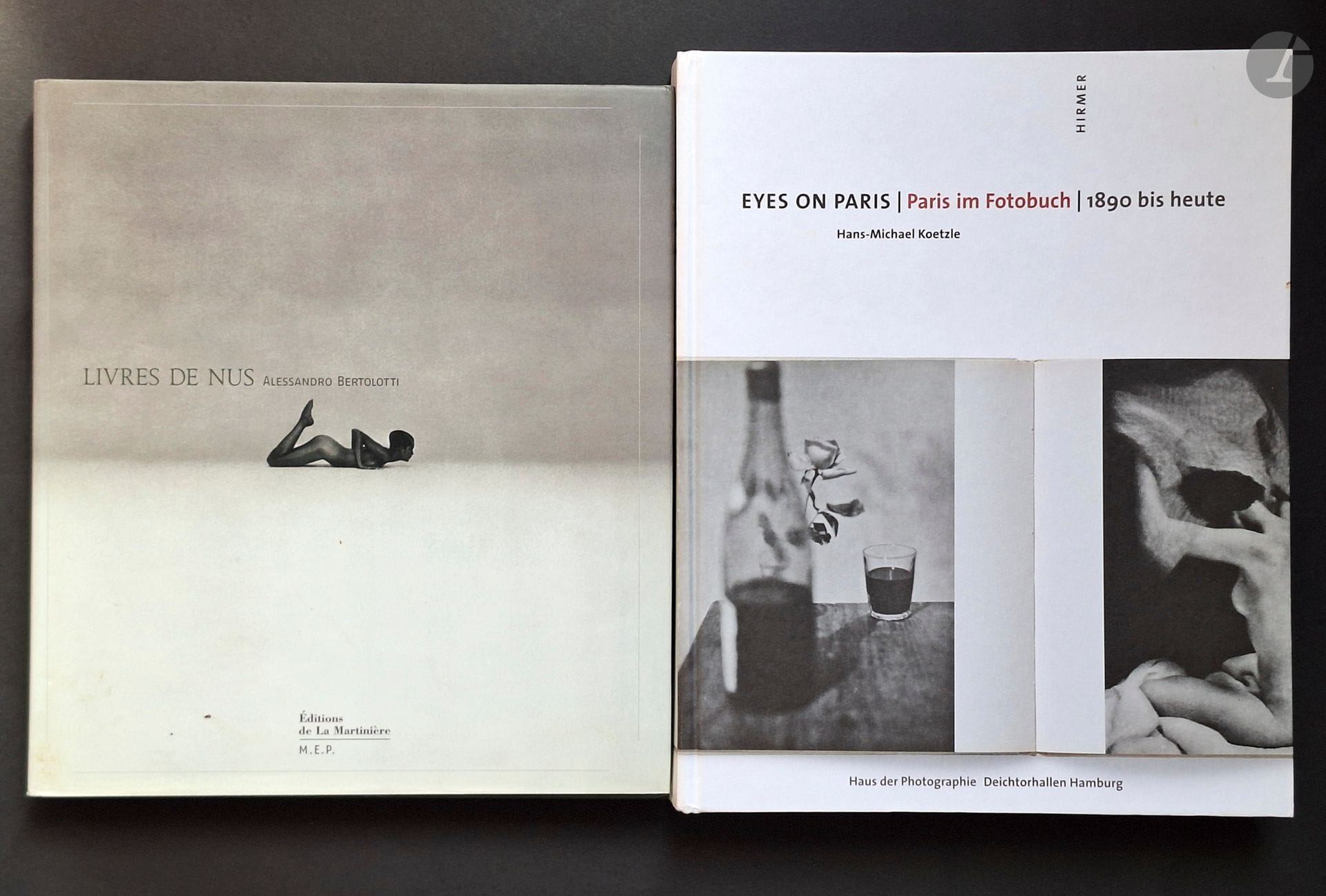 BOOKS ABOUT PHOTOGRAPHY BOOKS 
Two books.
*Livres de nus, by Alessandro Bertolotti. Éditions de la Martinière, 2007.
*Eyes on Paris/Paris im Fotobuch/1890 bis heute, by Hans-Michael Koetzle. Text in German. Hirmer, 2011.