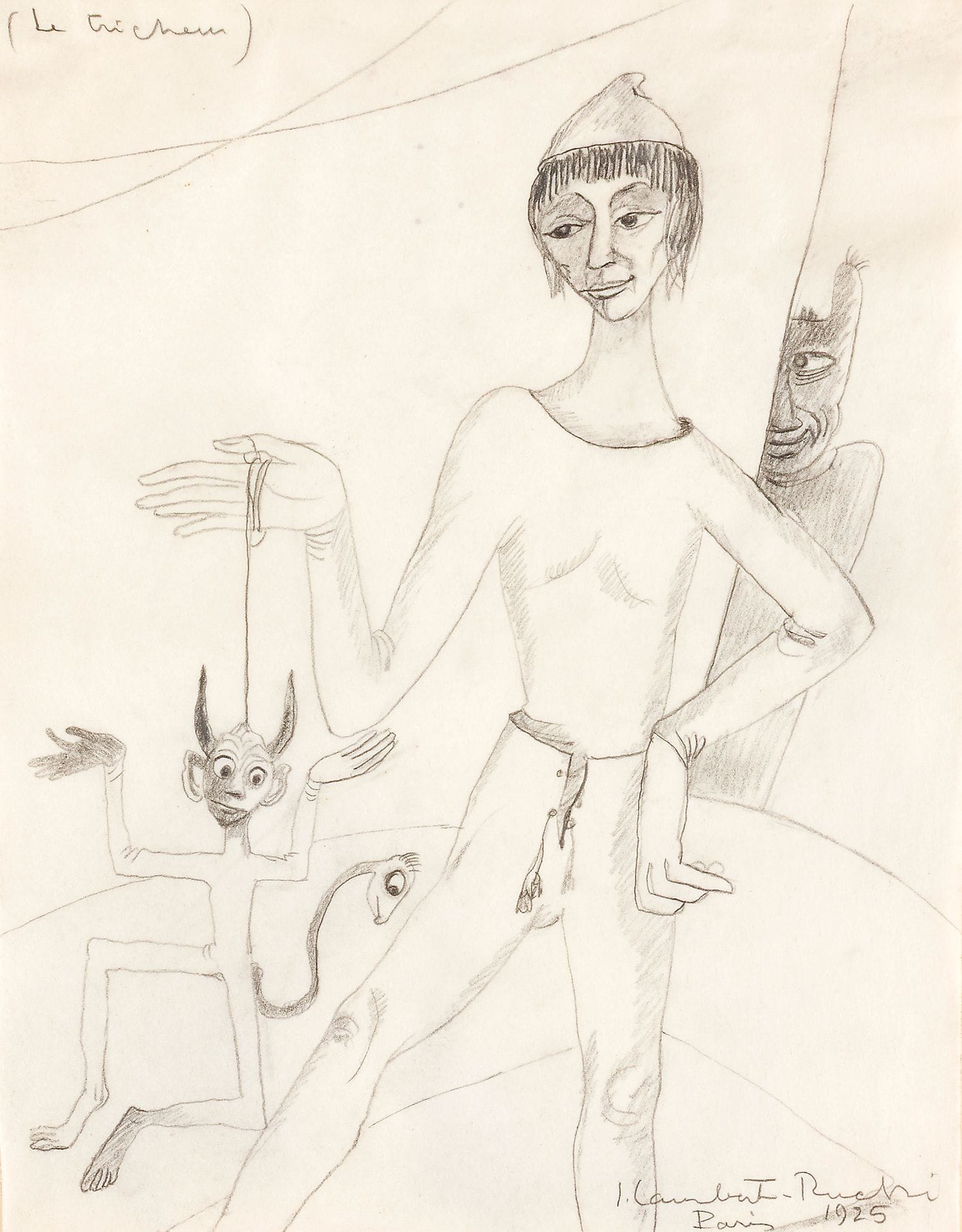 Jean LAMBERT-RUCKI (1888-1967)
The Cheat, 1925
Lead pencil.
Signed, dated and located lower right.
Titled upper left.
27.5 x 21.5 cm

Provenance : 
Sale Jean Lambert-Rucki, Me Robert, Paris, Hôtel Drouot, October 18, 1971, no. 2 (stamp on back of mount).

[Poland] [Polish art] [sztuka polska]